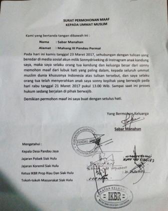 Keluarga Sonny Memohon Maaf Kepada Umat Islam, Proses Hukum Jalan Terus